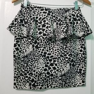 Forever 21 Black & White Peplum Pencil Skirt